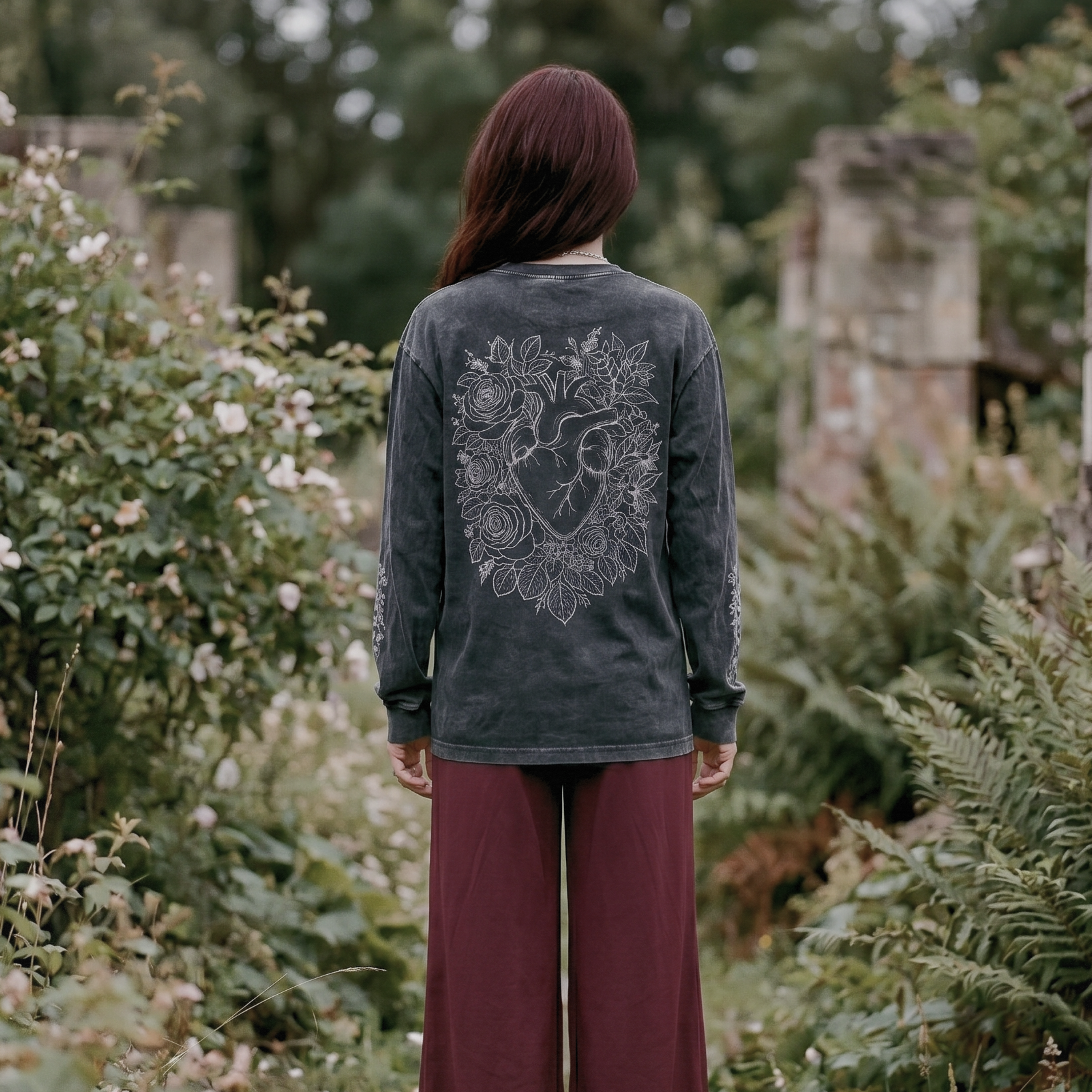 beat to bloom oversized long sleeve tee