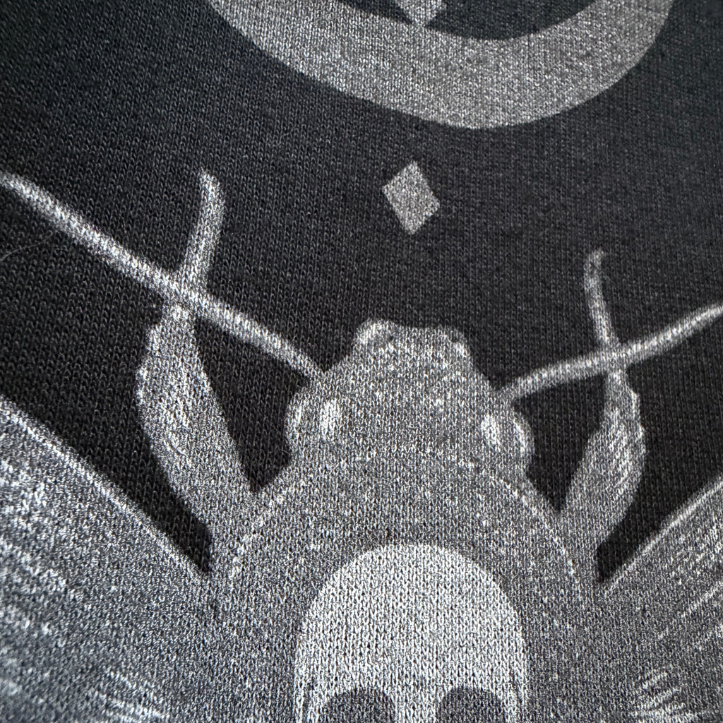 Close-up of a beetle design on a black background